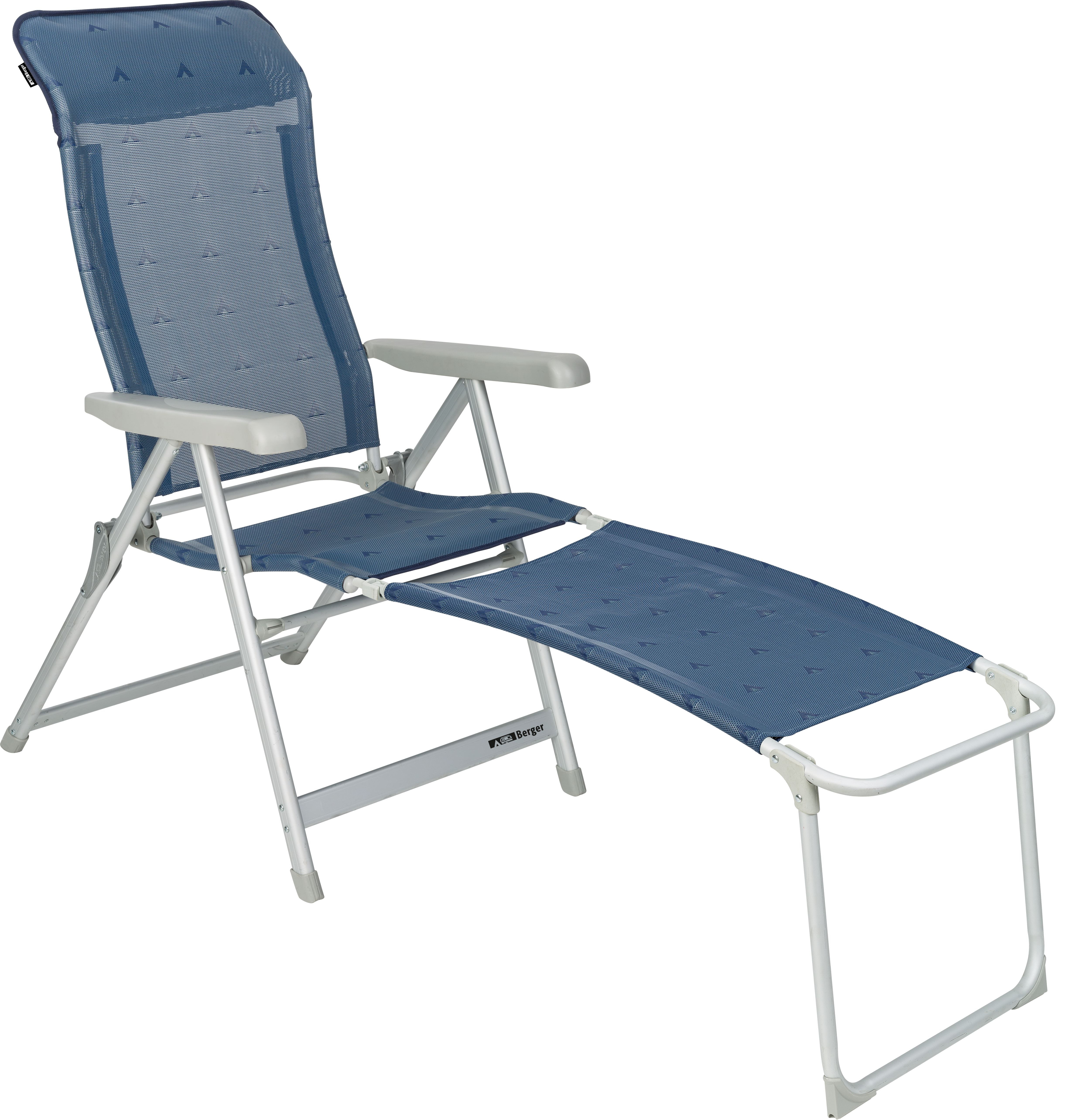 Berger Luxus Klappsessel Set inkl. Beinauflage blau