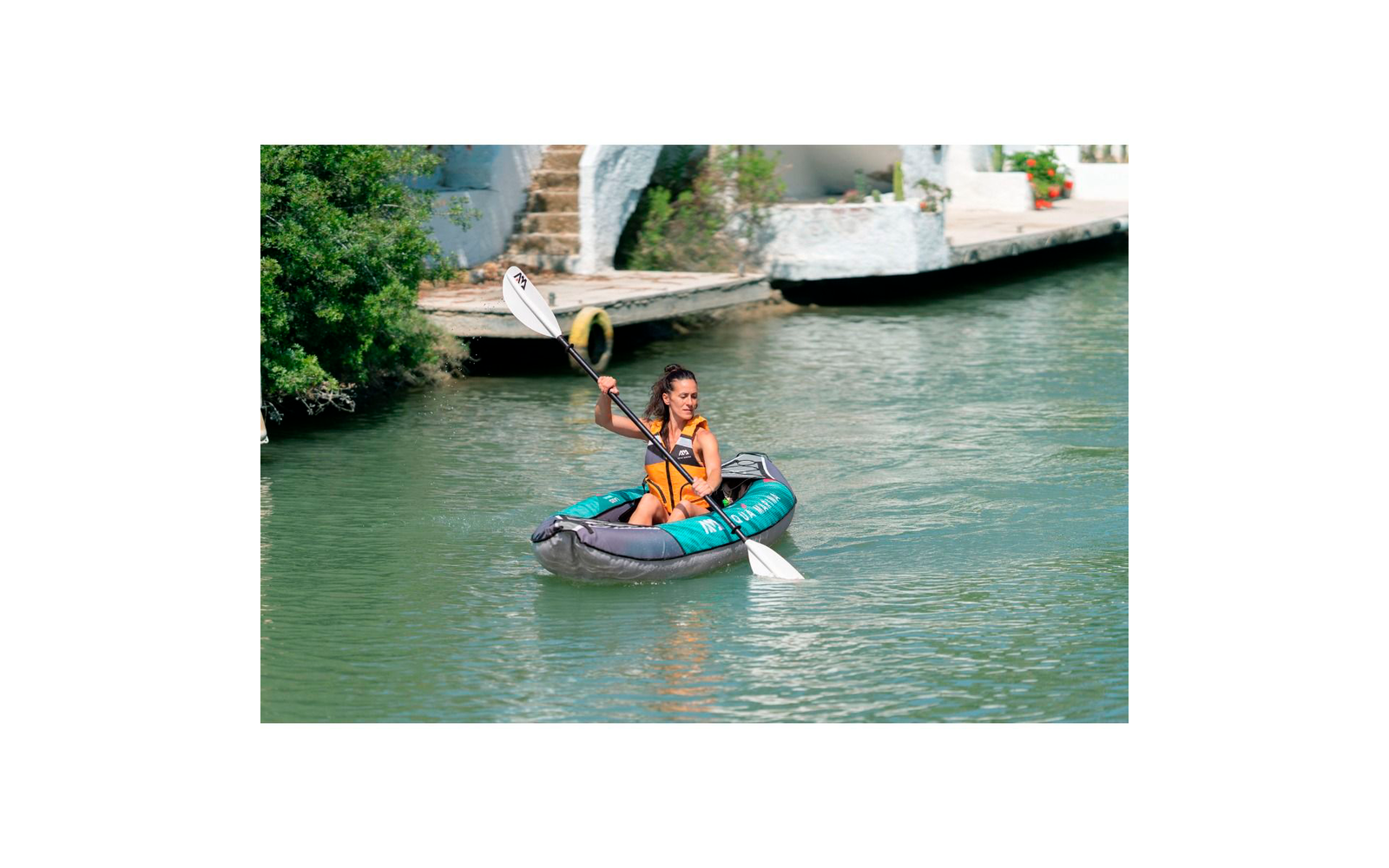 Aqua Marina Laxo Freizeit Kajak Set 7 teilig grün/grau für 1 Person
