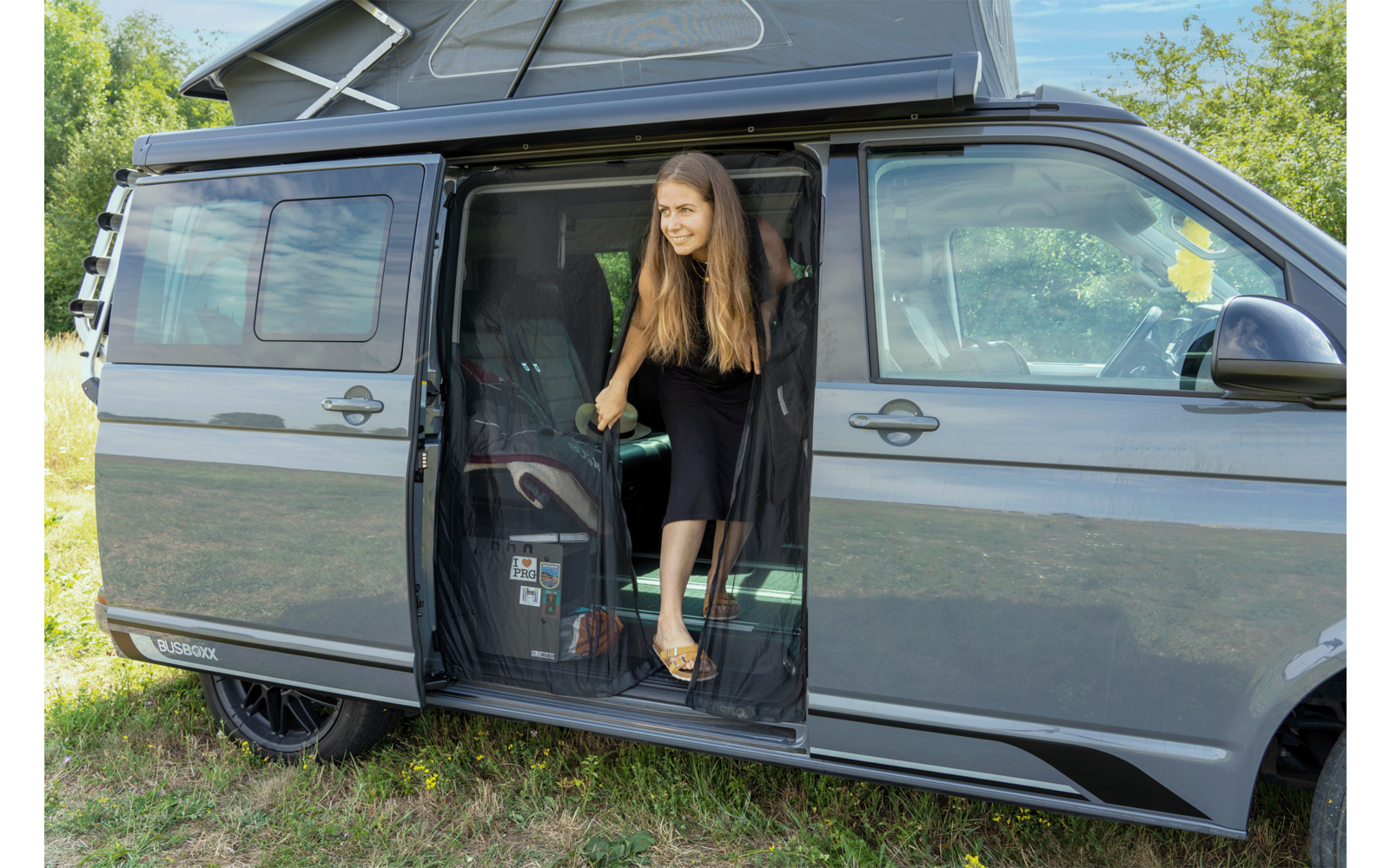 BusBoxx Moskitonetz Schiebetüre beidseitig schwarz T5/T6/T6.1