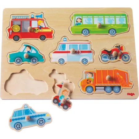 HABA 301940 Greifpuzzle Fahrzeug-Welt, 8 Teile
