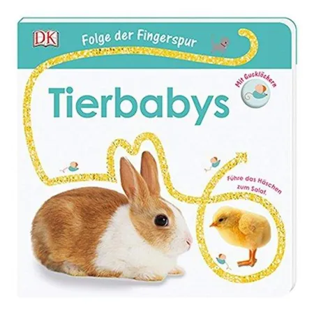 DK Verlag Folge der Fingerspur - Tierbabys: Führe das Häschen zum Salat
