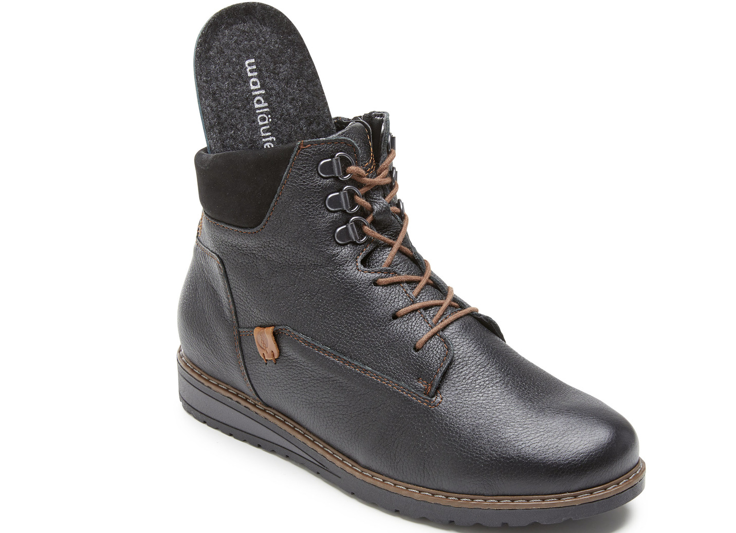Waldläufer Schnür-Stiefelette mit Warmfutter aus reiner Baumwolle