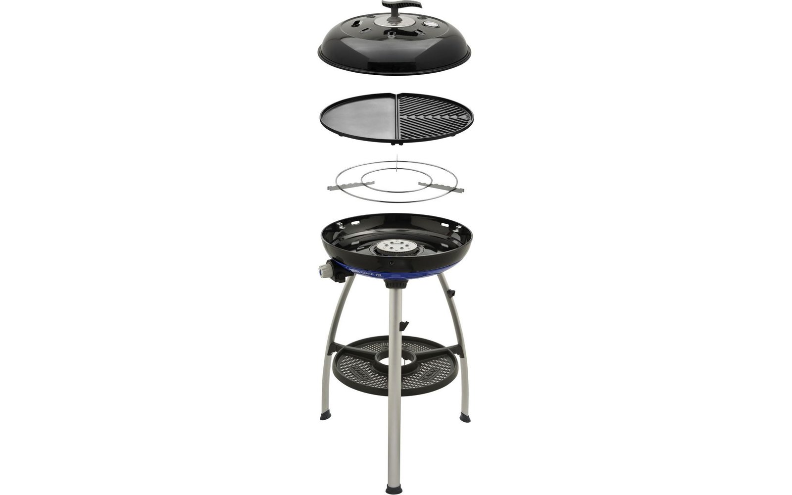 Cadac Gasgrill Carri Chef 50 mbar mit BBQ/Plancha, Topfständer und Deckel