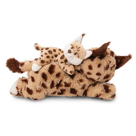 NICI Kuscheltier Luchs Mutter 40cm & Kind 20cm liegend GREEN