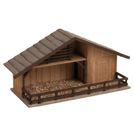 NOCH Weihnachtsmarkt-Krippe mit Figuren in Holzoptik
