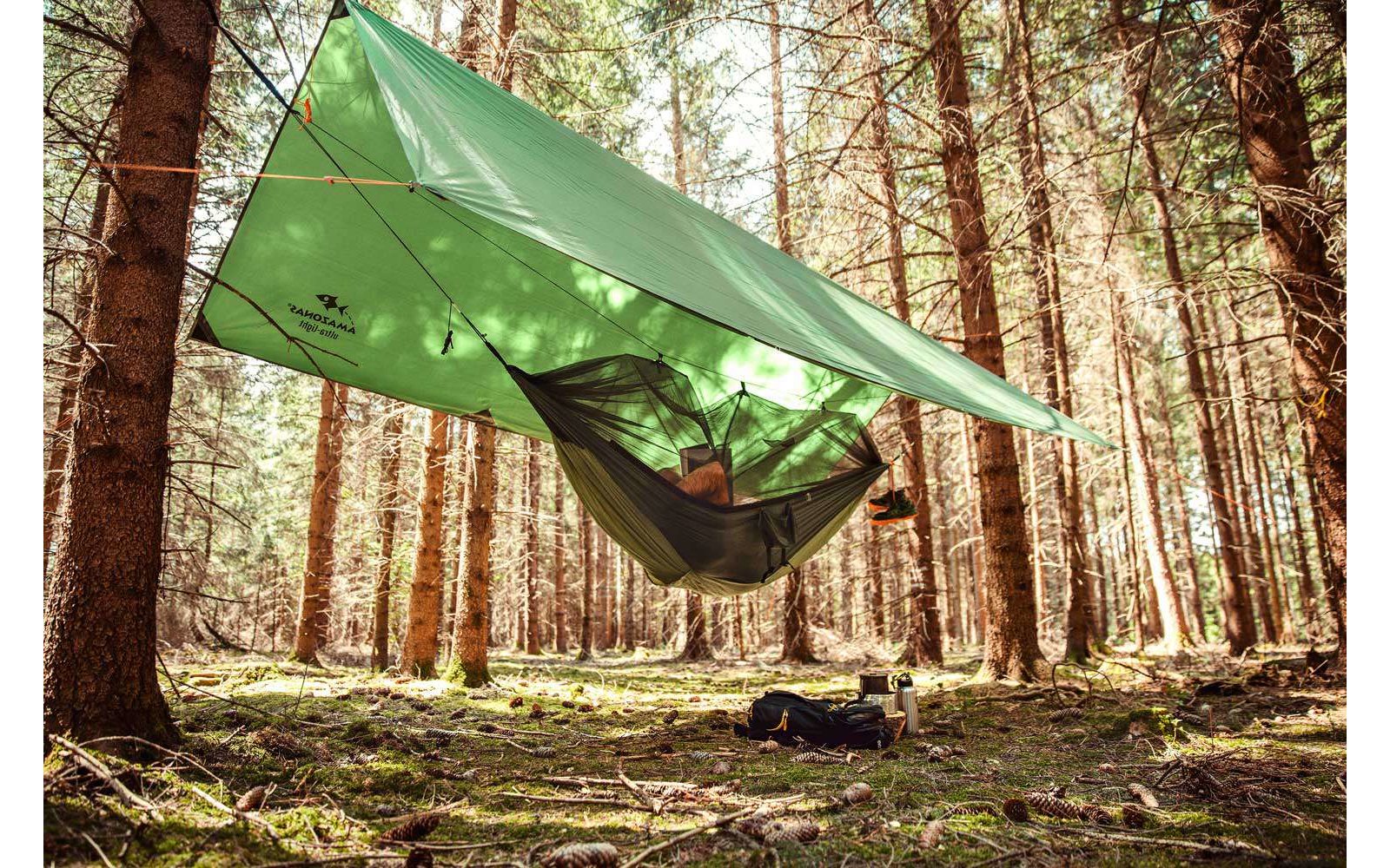Amazonas Traveller Tarp XXL Regendach Hängematte grün