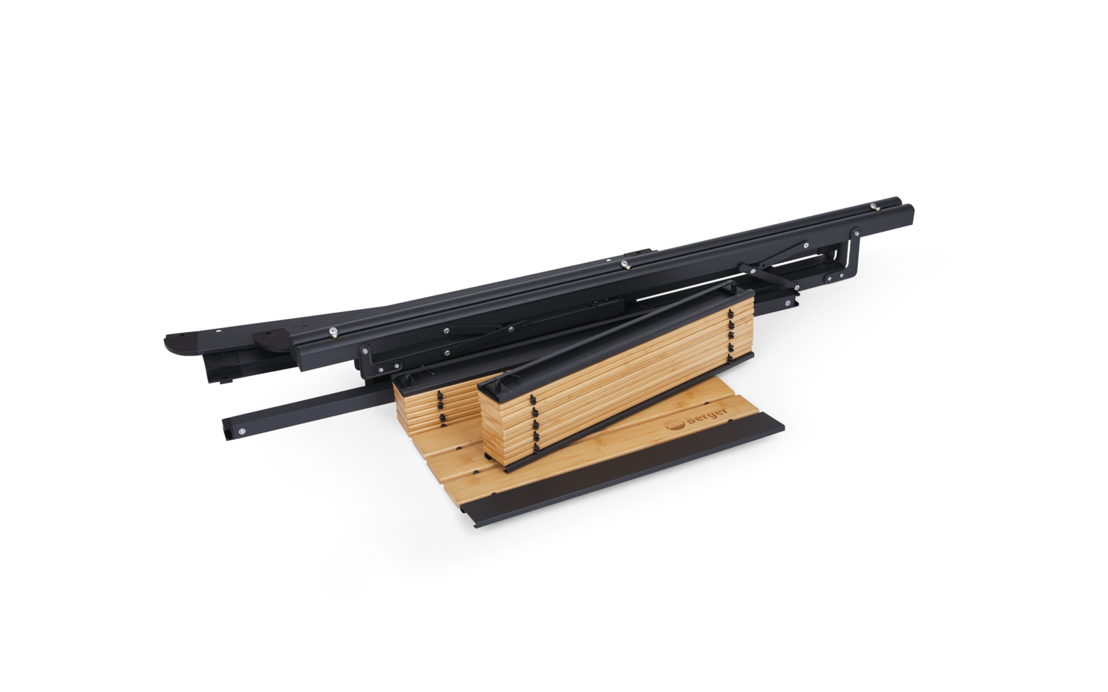 Berger Roya Alu-Bambus Rolltisch schwarz 110 x 70 cm