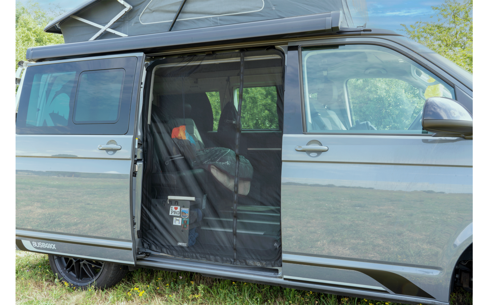 BusBoxx Moskitonetz Schiebetüre beidseitig schwarz T5/T6/T6.1