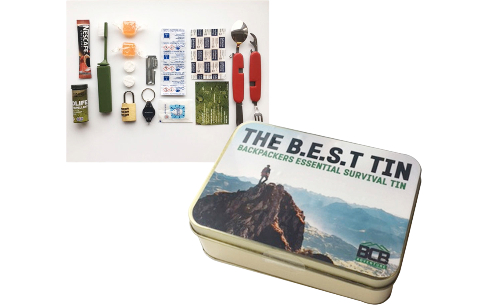 BCB ADV057 Backpackers Essential Survival Tin Überlebensdose 11-teilig