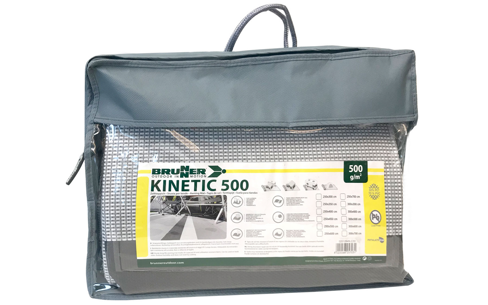 Brunner Kinetic 500 Vorzeltteppich 250 x 600 cm grau