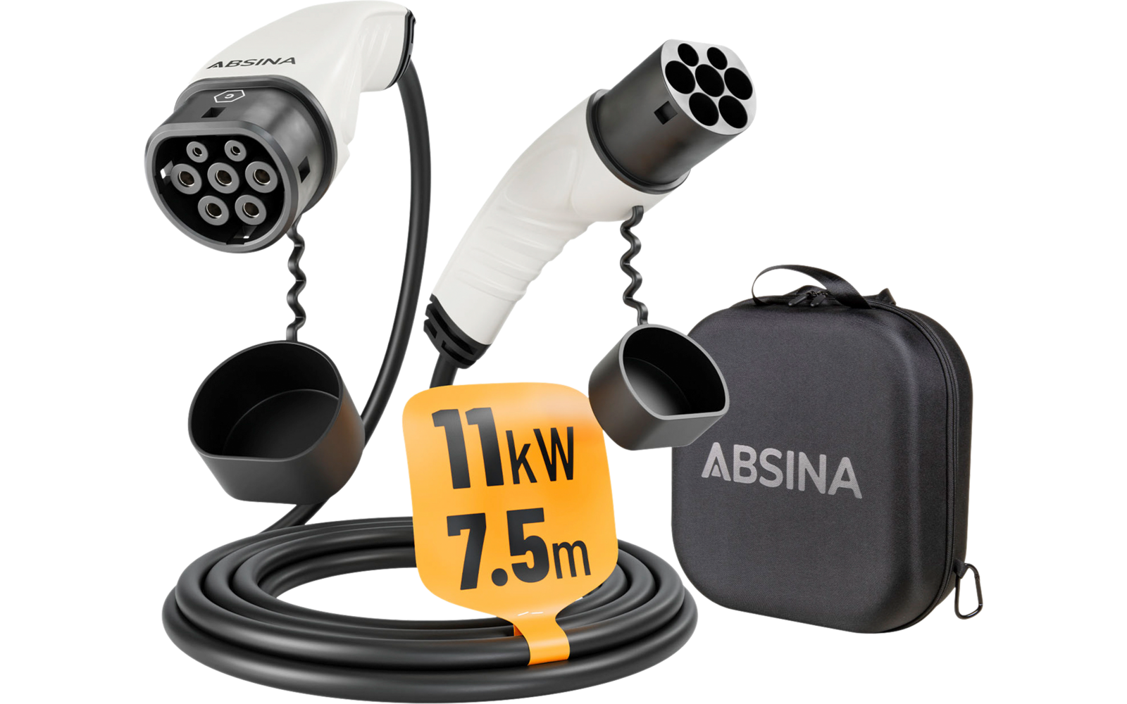 Absina Ladekabel Typ 2 Mode 3 für Elektroautos 11 kW / 16 A / 5 Meter
