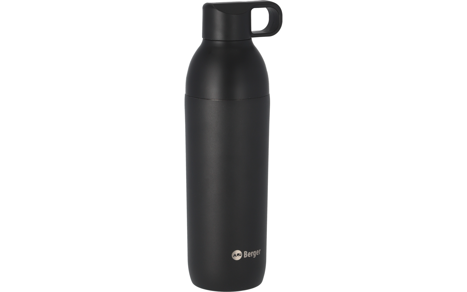 Berger Edelstahl Trinkflasche mit 2-in-1 Deckel 550 ml - Schwarz Matt