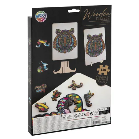Moxy Puzzle Holzfigur Tiger, 130 Teile