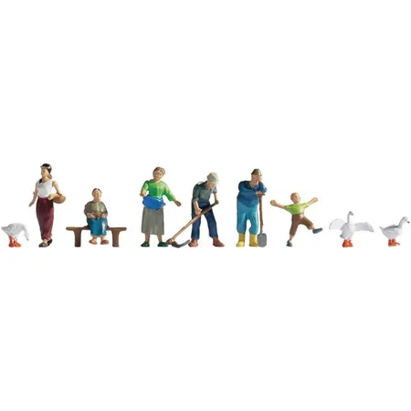 NOCH Landwirte, Set 6 Figuren + 3 Tiere, Spur H0