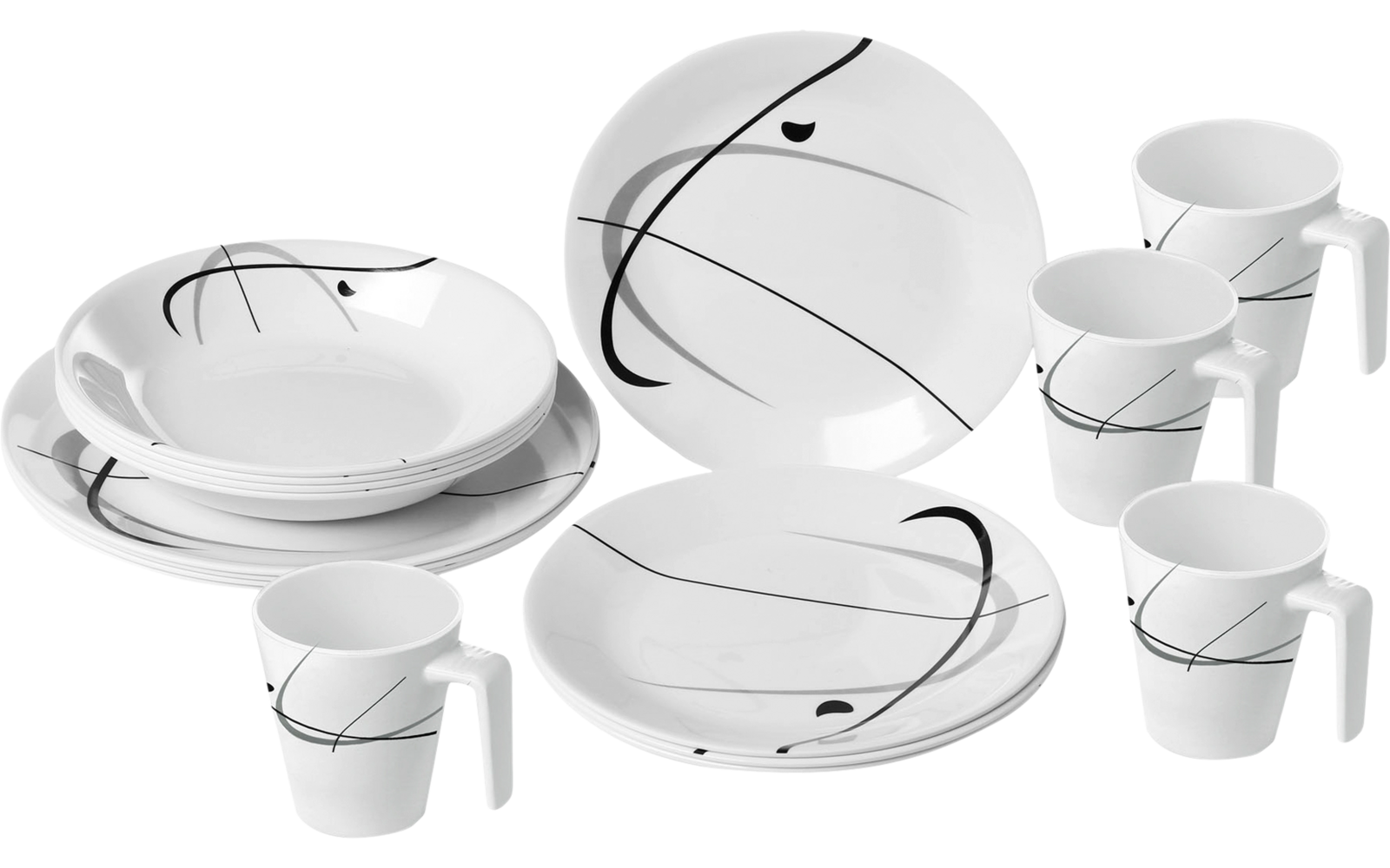 Brunner Melamine Geschirrset 16 teilig 4 Personen sequoia
