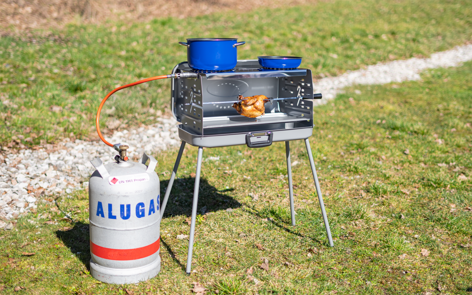 Berger 3-Flammen Koffergasgrill 30 mbar silber