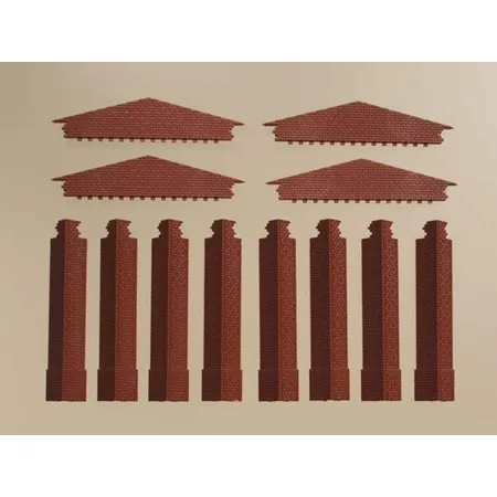 Auhagen Giebel klein und Ecksäulenkurz rot, Spur H0