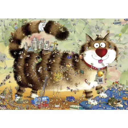 Heye Puzzle Cat’s Life Cartoon im Dreieck, 1000 Teile