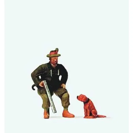 Preiser 28129 HO 1 Sitzender Jäger + Hund