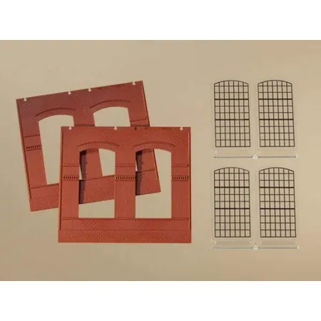 Auhagen Wände 2326B rot, Industriefenster E, Spur H0