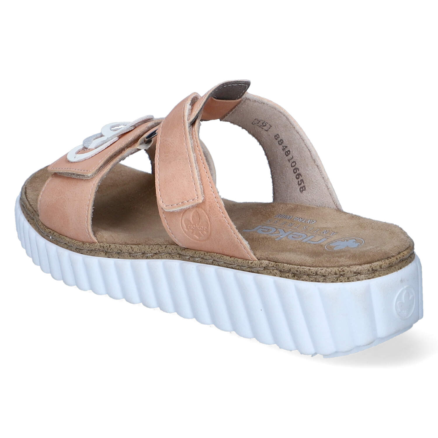 Rieker Pantoletten - aprikot/offwhite/fog-silver