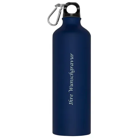 Macma Aluminium Trinkflasche mit Karabinerhaken, 800 ml, blau
