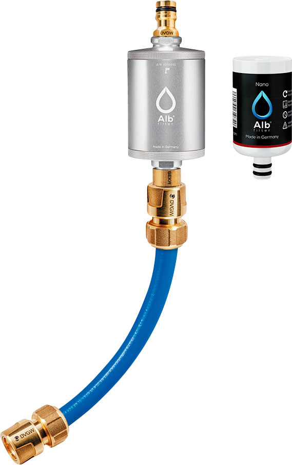 Alb Filter MOBIL Nano Trinkwasserfilter - Mit GEKA Anschluss - Silber