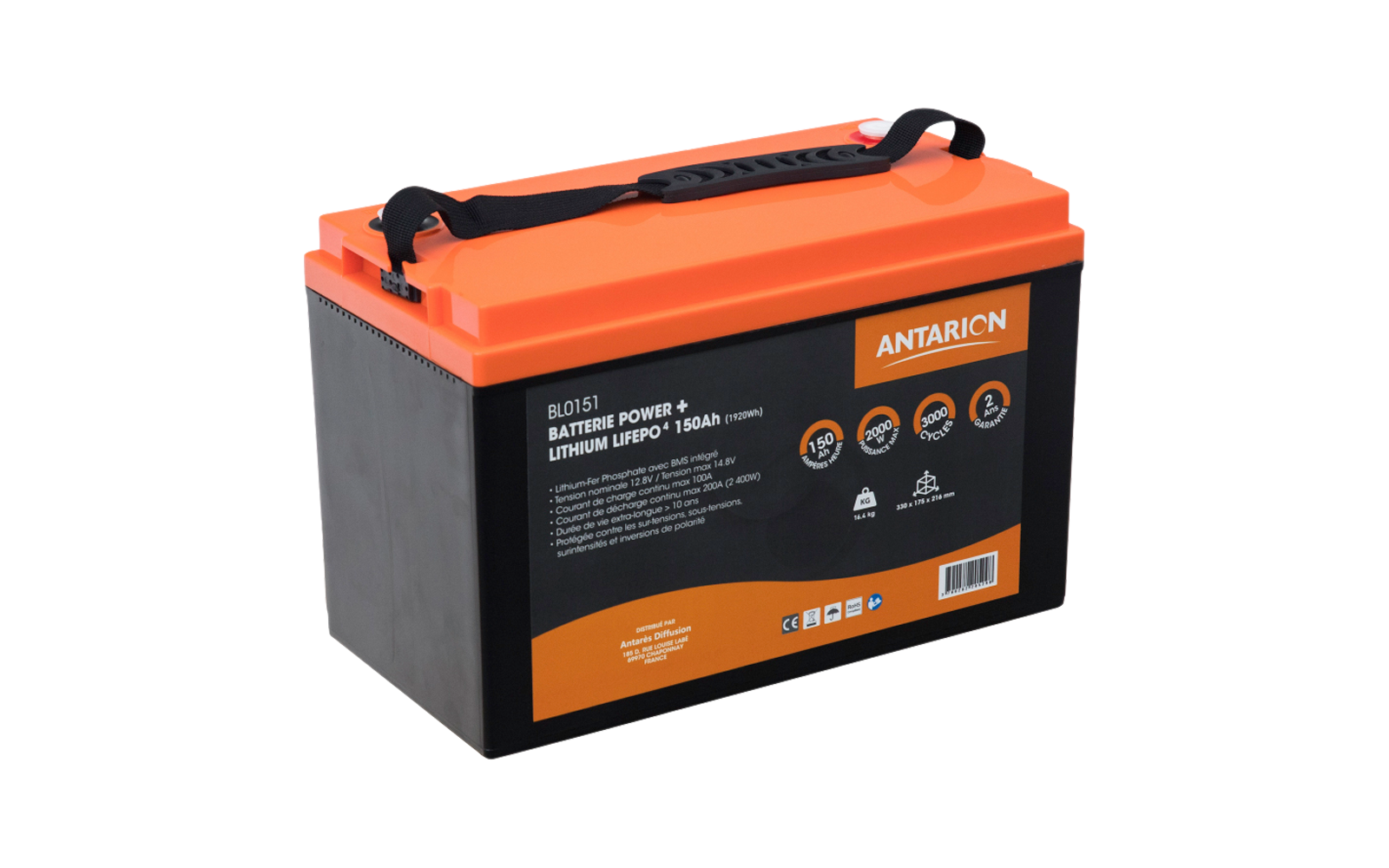 Antarion Lithium Batterie 12,8 V 100 Ah