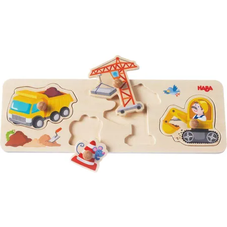 HABA 301943 Greifpuzzle Auf der Baustelle, 4 Teile
