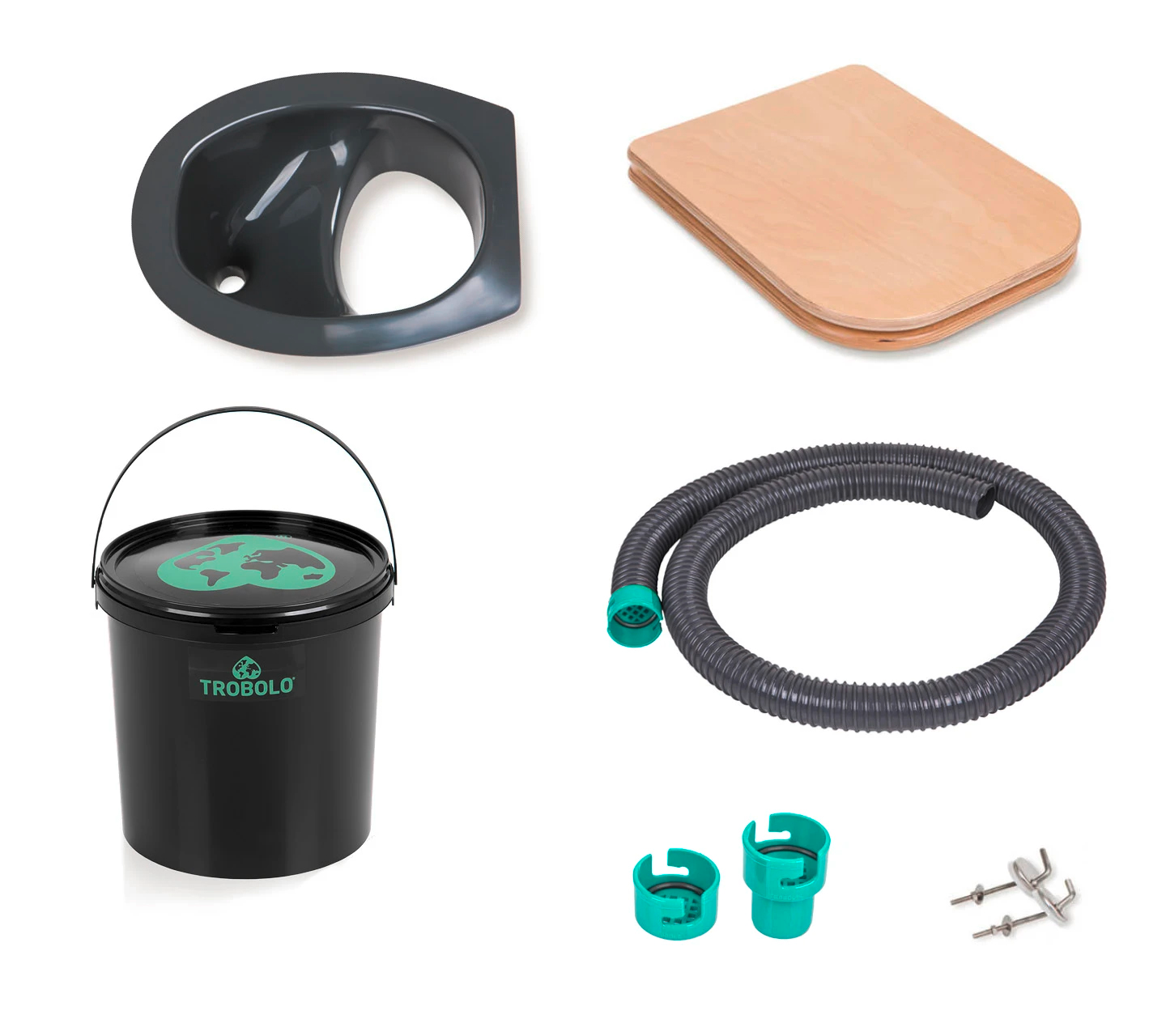 TROBOLO Do it yourself Set 5 teilig für den Eigenbau der Trenntoilette mit Toilettensitz 11 Liter grau