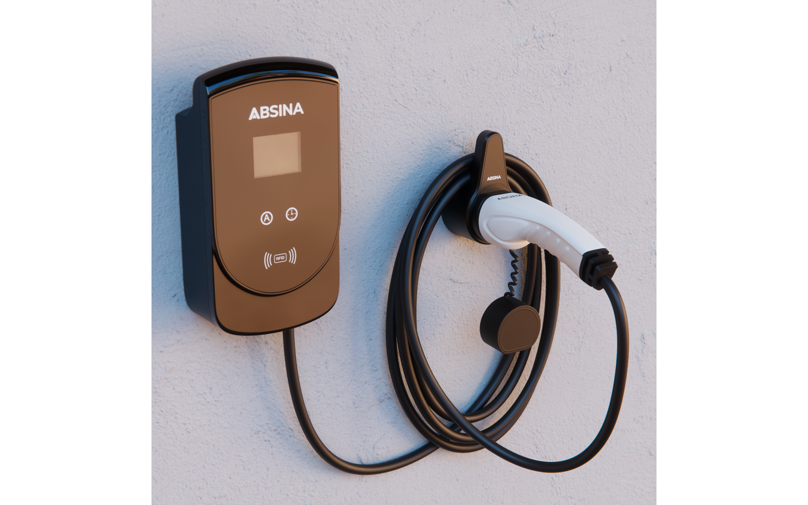 Absina Wandhalterung für Elektroauto Ladekabel Typ 2 bis 10 Meter