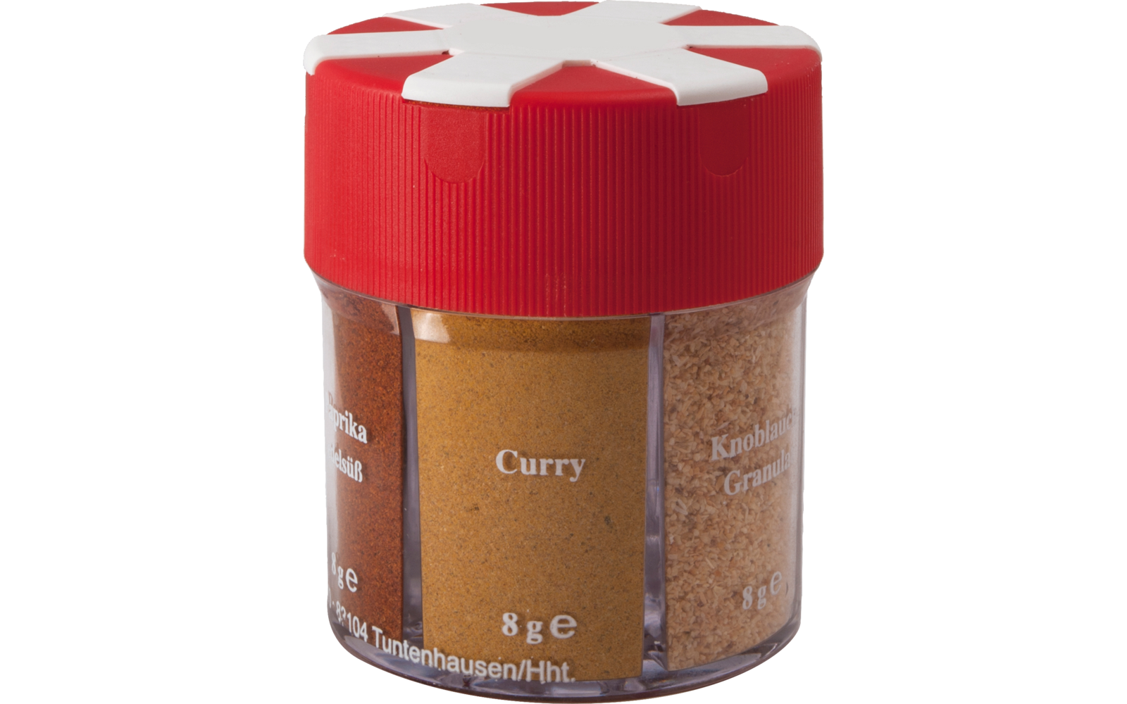 BasicNature Gewürzstreuer 6 in 1 mit Salz / Pfeffer weiß / Pfeffer schwarz / Paprika / Curry  / Knoblauch