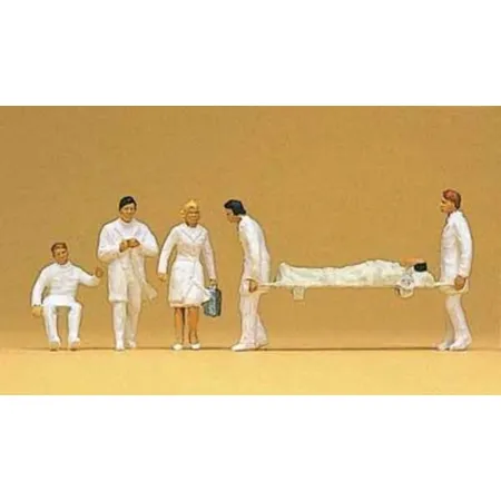 Preiser 10101 - Notarzt-Team mit Trage, Spur H0