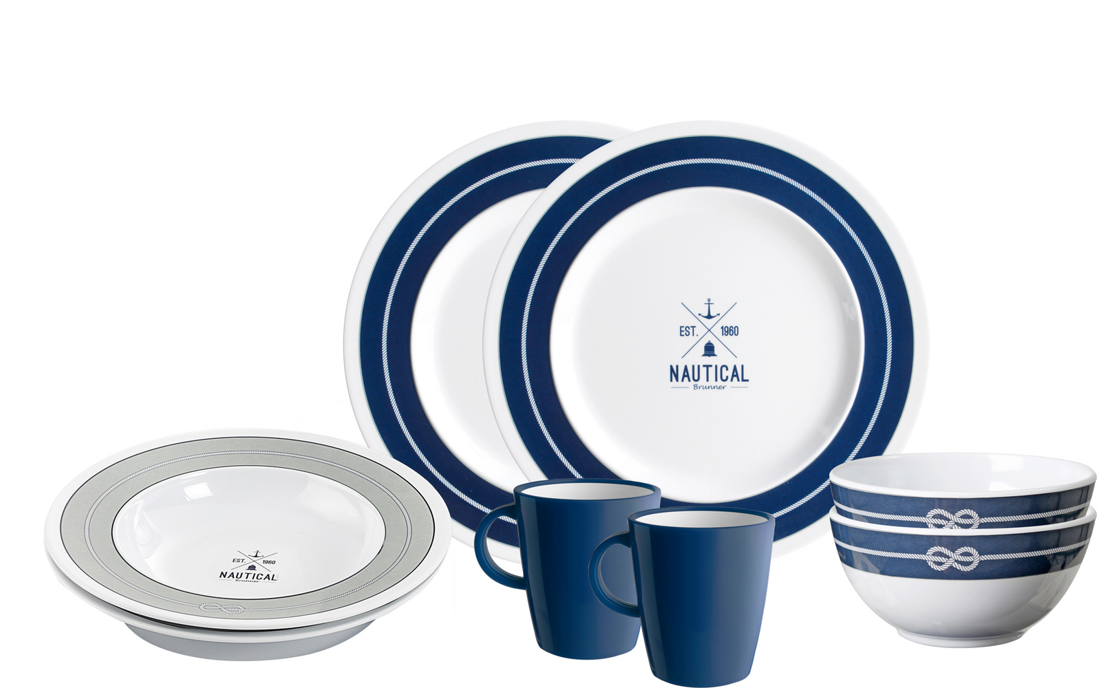Brunner Tete-a-Tete Geschirrset 8 teilig 2 Personen Nautical