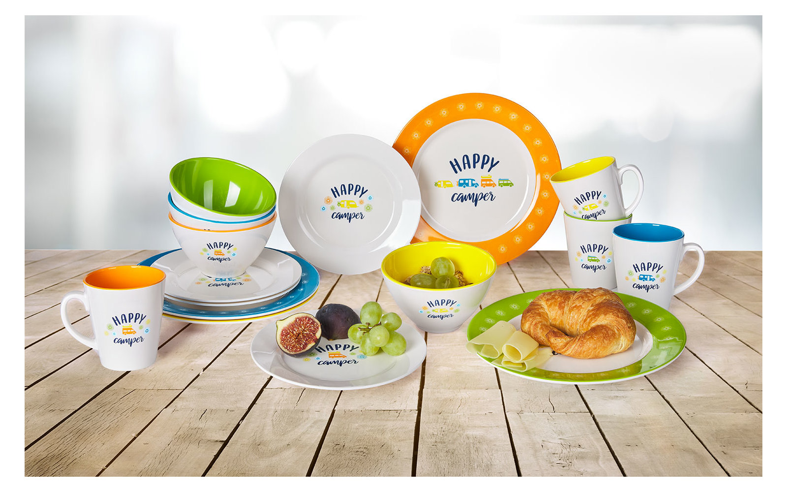 Berger Happy Camper Melamin Geschirr-Set bunt 16-tlg.