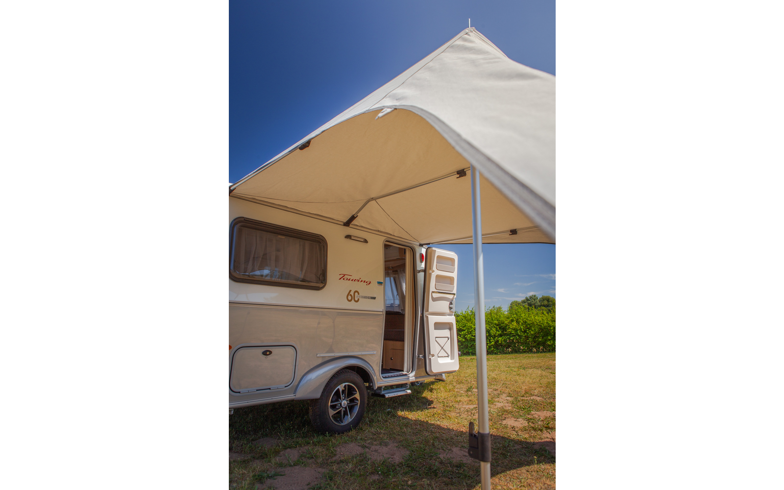Campooz Travelling Sonnensegel inkl. Gestänge für Campervans Länge 240 Schwarz