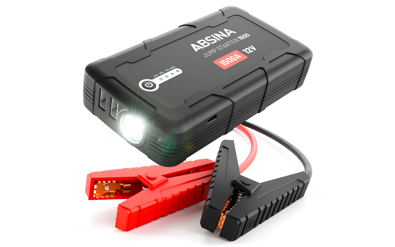 Absina 1500A Starthilfe Powerbank 12V für Fahrzeuge mit bis zu 6 L Benzin/4 L Dieselmotoren
