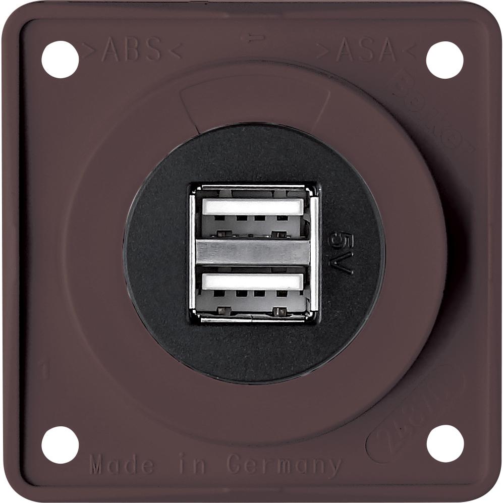Berker Integro Flow und Pure Doppel USB Steckdose 12 V braun