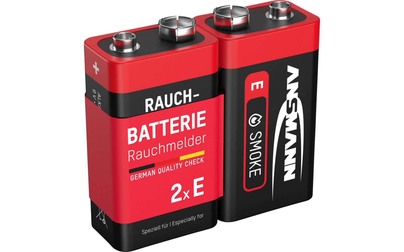 Ansmann Alkaline E Block Rauchmelder Batterie 9V 2 Stück