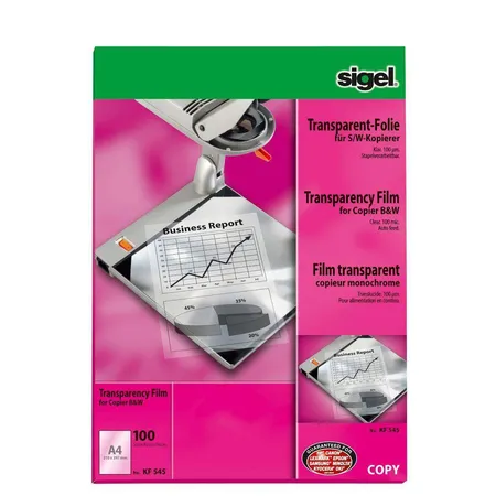 Sigel Schwarz/Weiß-Kopierfolie A4, 100 Blatt