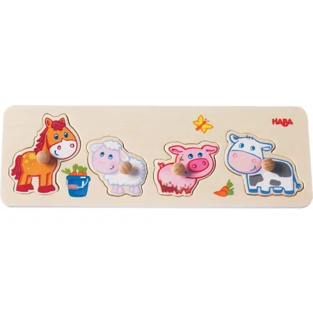 HABA 301939 Greifpuzzle Bauernhof-Tierkinder, 4 Teile