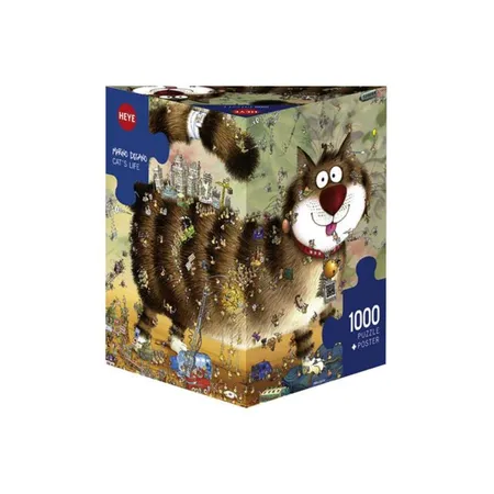 Heye Puzzle Cat’s Life Cartoon im Dreieck, 1000 Teile
