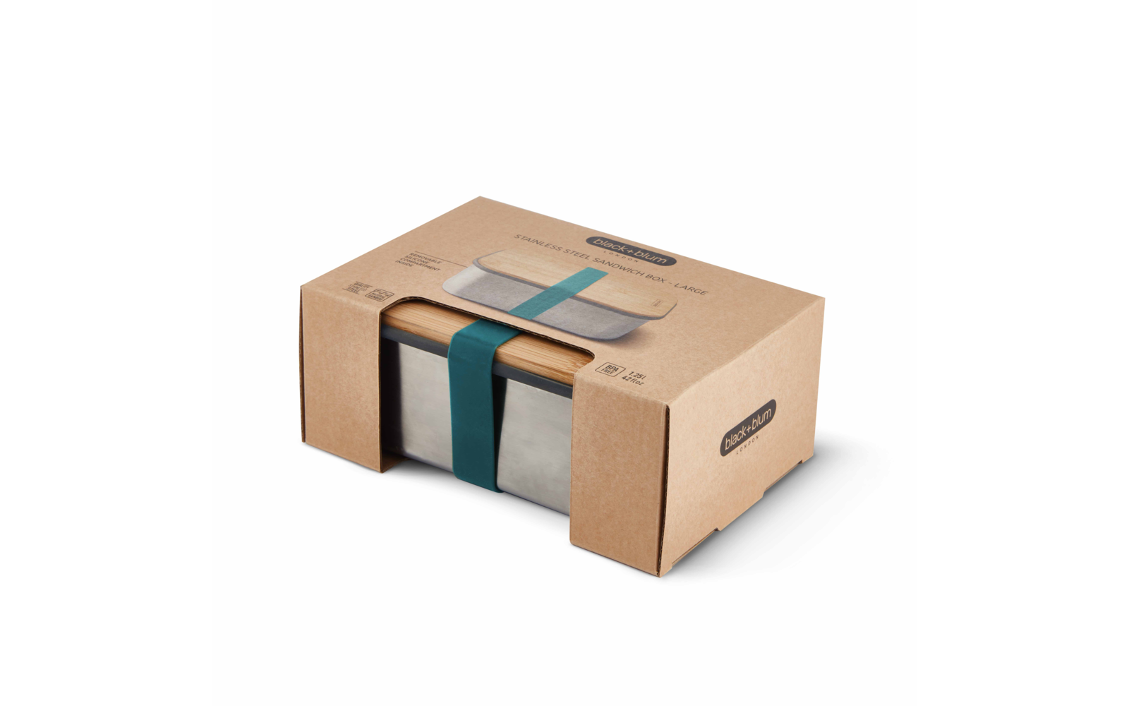 Black and Blum Sandwichbox Edelstahl groß 1250 ml ozean