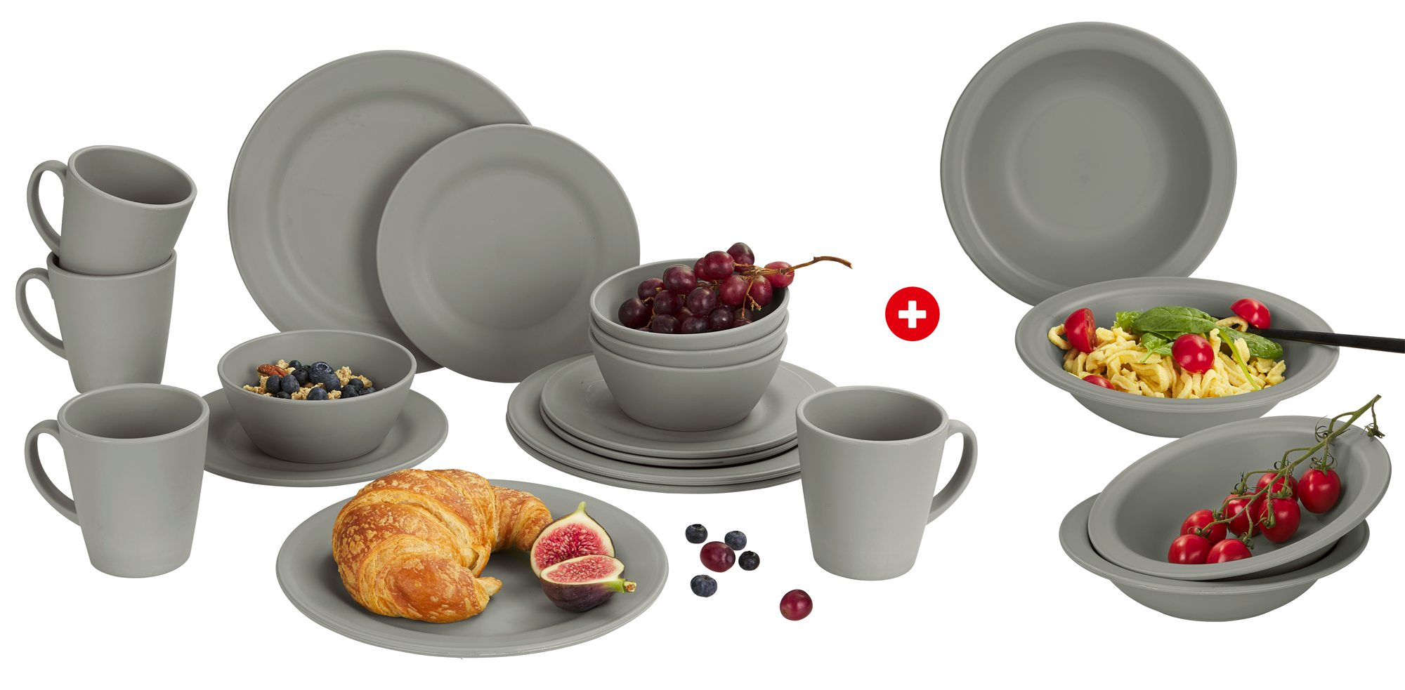 Berger Kynne Geschirr-Set & Suppenteller grau