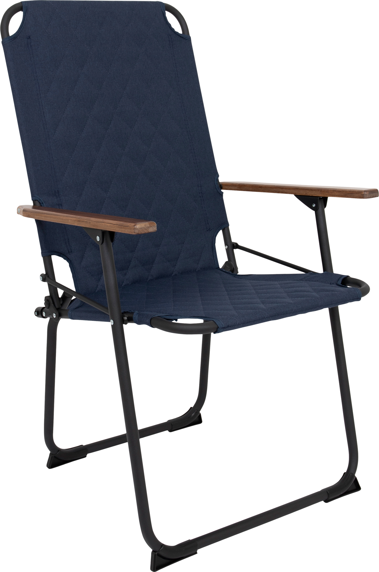 Bo-Camp Jefferson XL Industrial Klappstuhl mit Bambus-Armlehnen blau