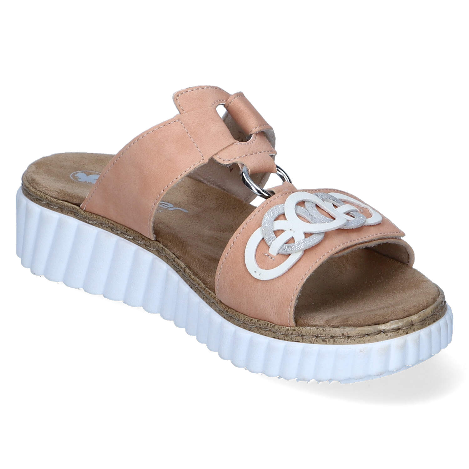 Rieker Pantoletten - aprikot/offwhite/fog-silver