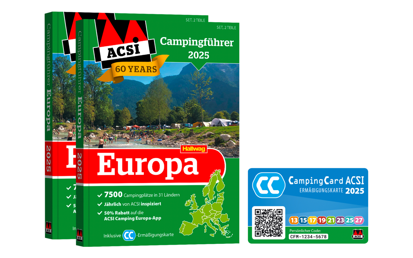 ACSI Campingführer Europa 2025 mit CampingCard Ermäßigungskarte