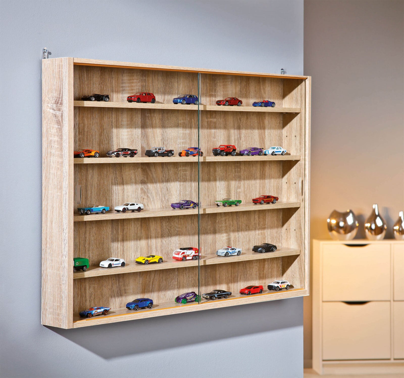 Sammlervitrine FABIO 80x60x9,5 cm Dekor Sonoma-Eiche