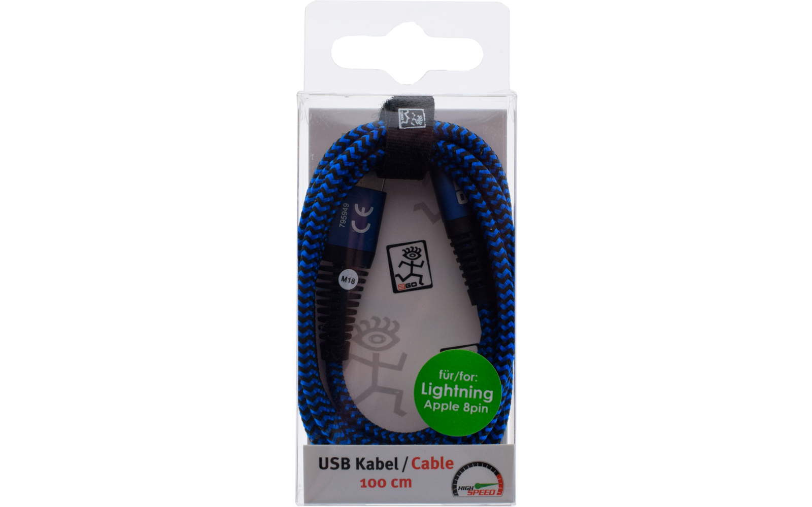 2Go USB Datenkabel Apple 8 pin 1 Meter silber