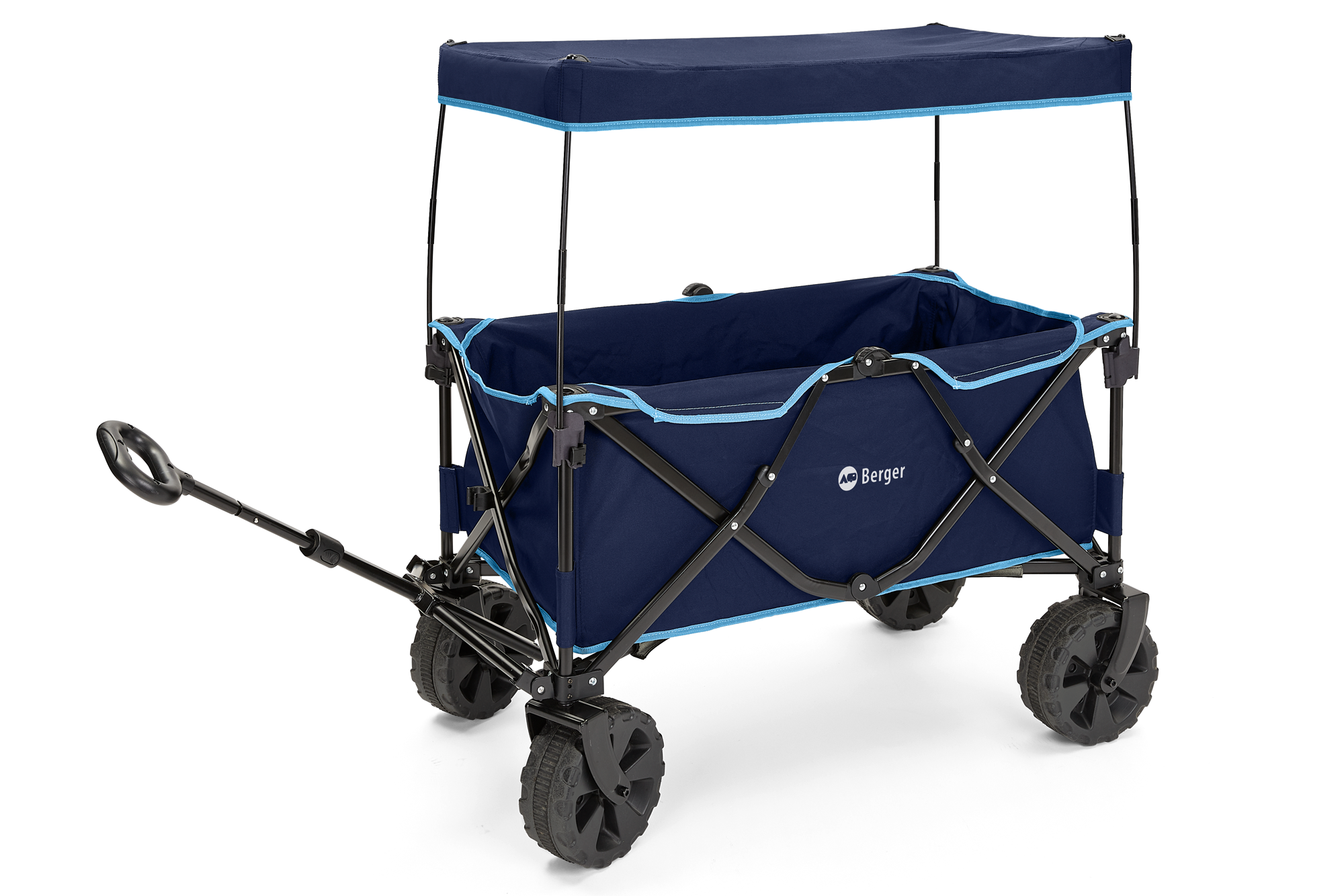 Berger Bollerwagen Blau Set 2-teilig mit passendem Sonnendach